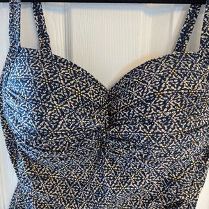 Blue and gold bathing suit